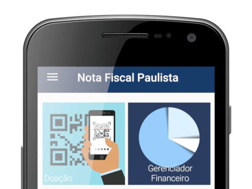 Celular com o aplicativo nota fiscal paulista em execução